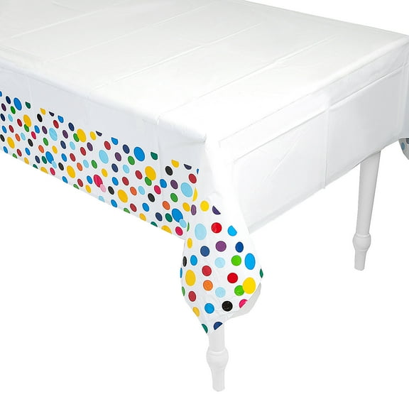 Fun Express Bright Polka Dot Plastic Tablecloth