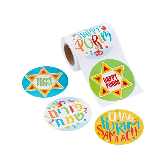 Fun Express Bulk 100 Pieces Purim Sticker Roll