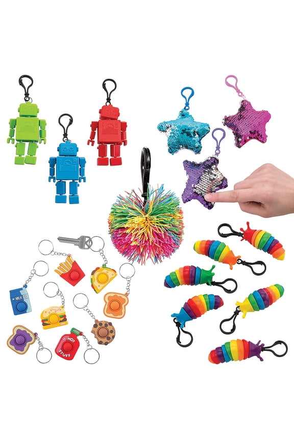 Bulk 108 Pieces Sensory Fidget Keychain Assortment Kit