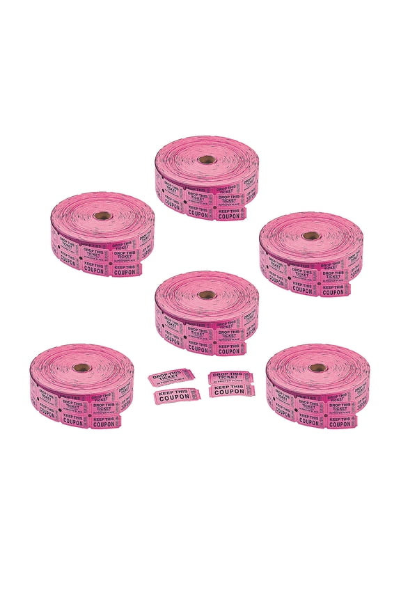 Bulk 12,000 Pieces Magenta Coupon Double Roll Tickets