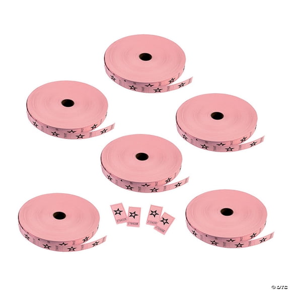 Bulk 12,000 Pieces Pink Star Single Roll Tickets