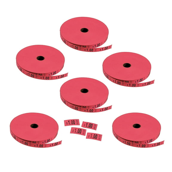Fun Express Bulk 12,000 Pieces Red $1.00 Single Roll Tickets
