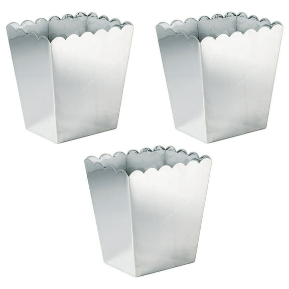 Fun Express Bulk 12 Pieces Metallic Silver Scalloped Containers