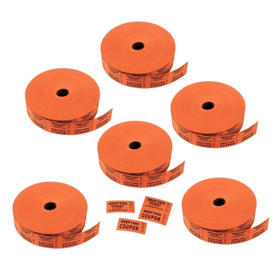 Bulk 12,000 Pc. Orange Coupon Double Roll Tickets