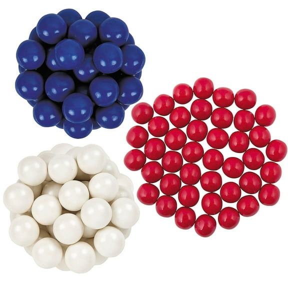 Fun Express Bulk 12 lb. Large Red, White & Blue Gumballs Assortment - 600 Pieces