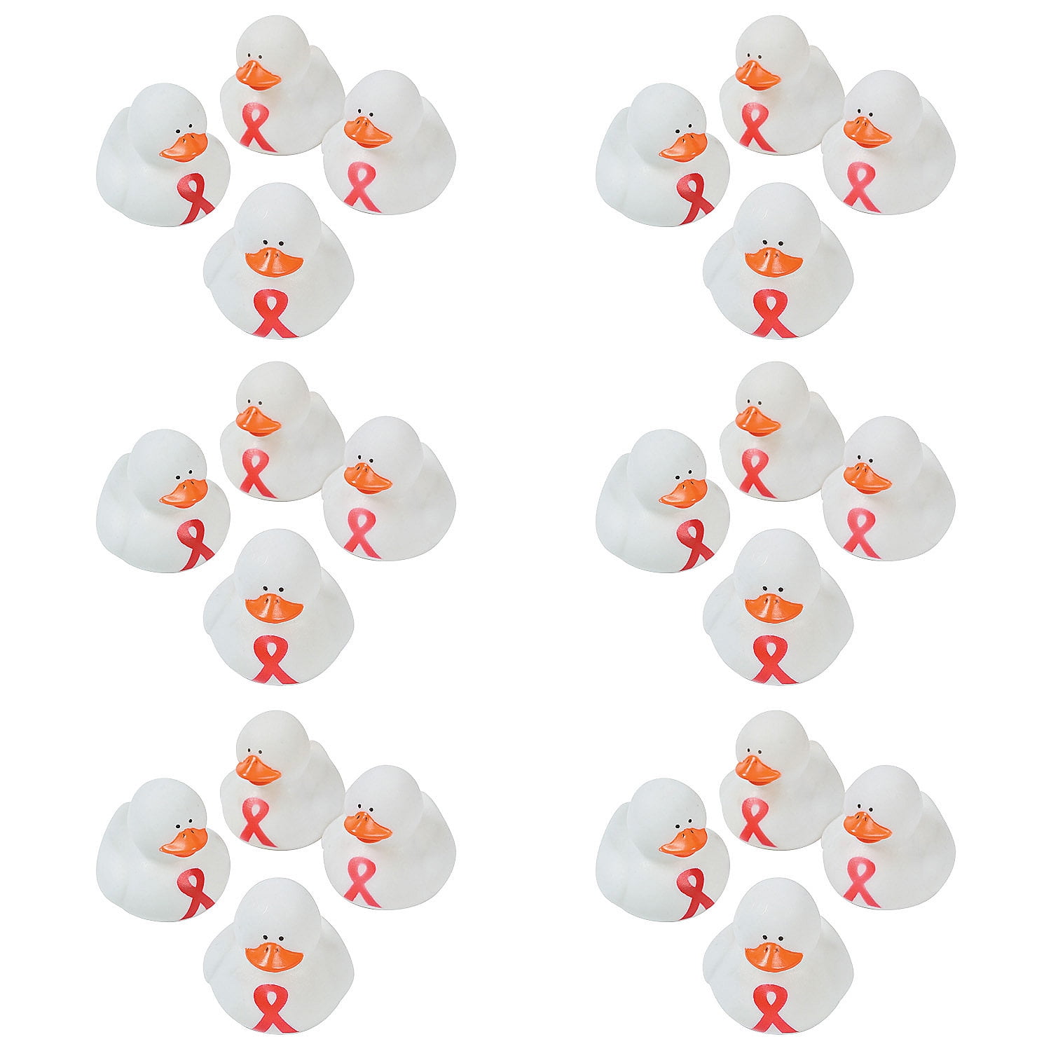 Fun Express Bulk 120 Pieces Red Awareness Ribbon Rubber Ducks