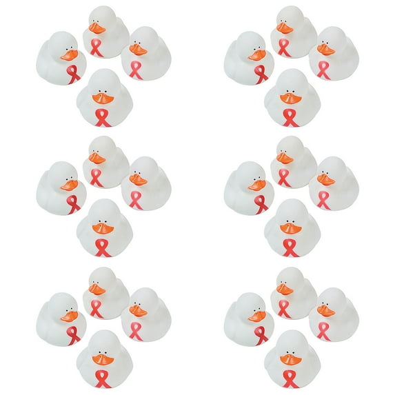 Fun Express Bulk 120 Pieces Red Awareness Ribbon Rubber Ducks