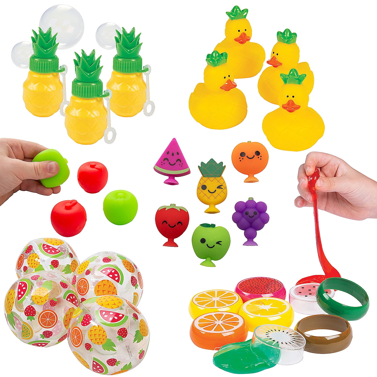 Fun Express Bulk 132 Pieces Brightly Colored Fruit Toy Assortment