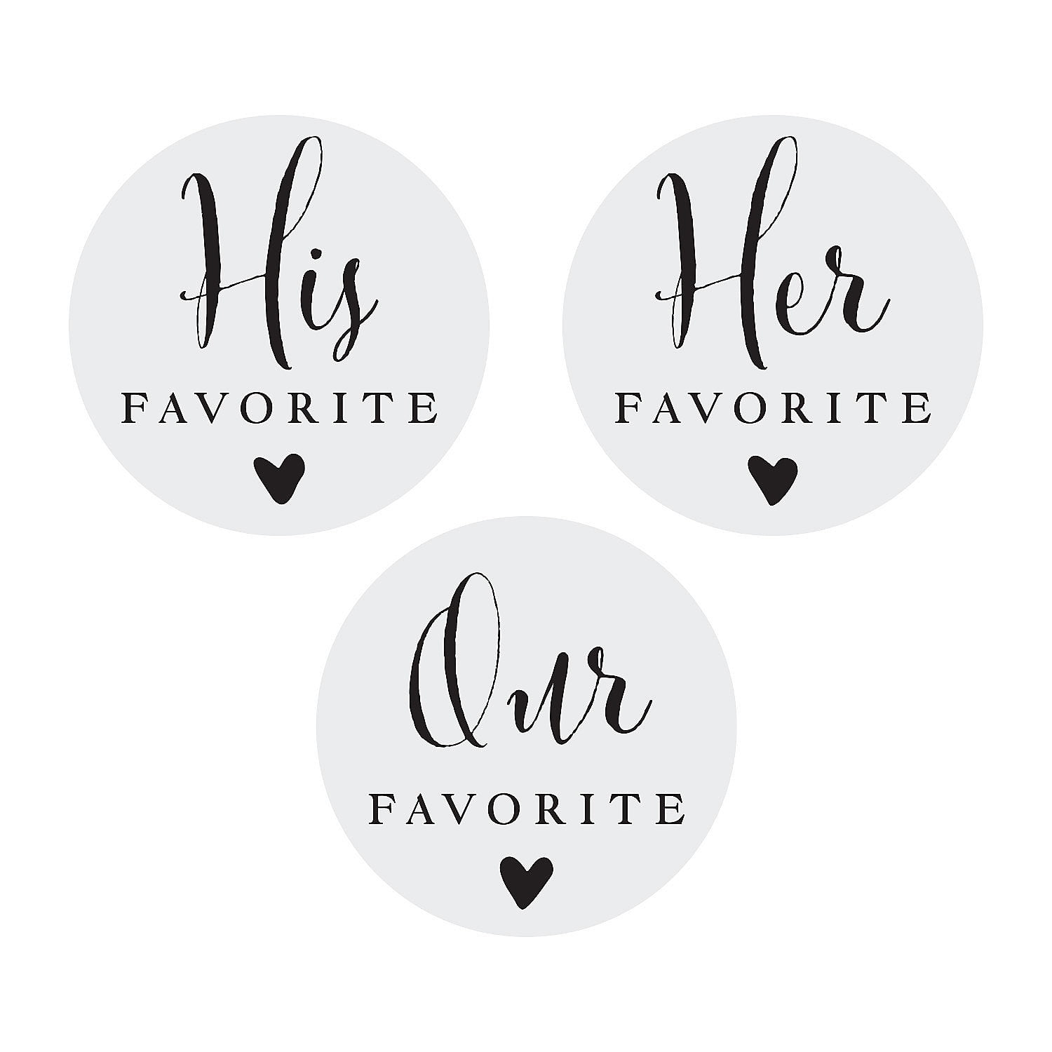 Fun Express Bulk 144 Pieces His, Hers, Ours Wedding Favor Stickers