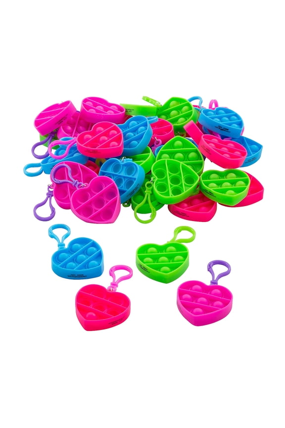 Bulk 144 Pieces Mini Heart Lotsa Pop Popping Toy Keychains