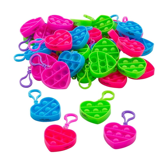 Fun Express Bulk 144 Pieces Mini Heart Lotsa Pop Popping Toy Keychains