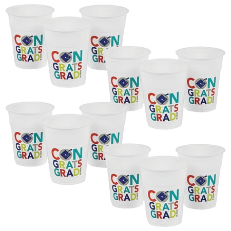 Fun Express Bulk 200 Count Bright Grad Disposable Plastic Cups