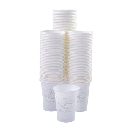 Fun Express Bulk 200 Count Two Hearts Wedding Disposable Plastic Cups