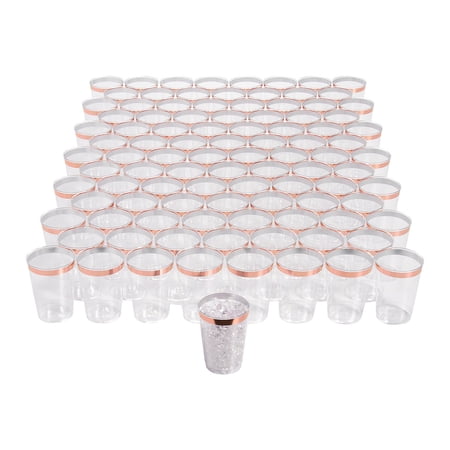 Fun Express Bulk 200 Pieces Rose Gold Rim Plastic Cups