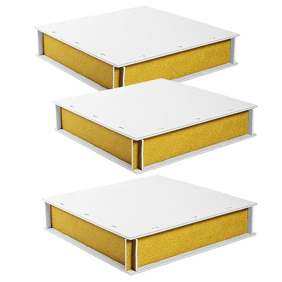 Fun Express Bulk 3 Pieces Square Gold Glitter Cake Stand