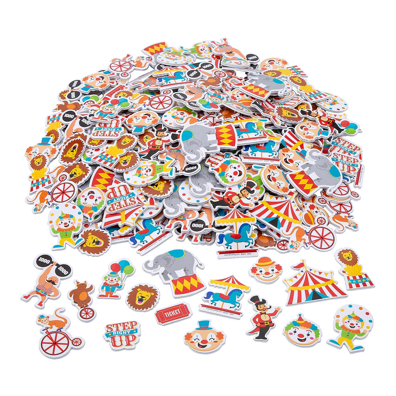 Fun Express Bulk 300 Pieces Circus Self-Adhesive Foam Shapes