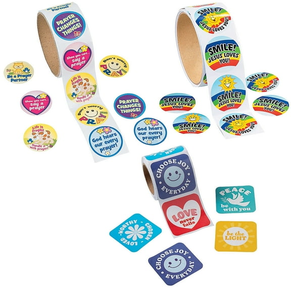 Fun Express Bulk 300 Pieces Prayer Sticker Roll Assortment