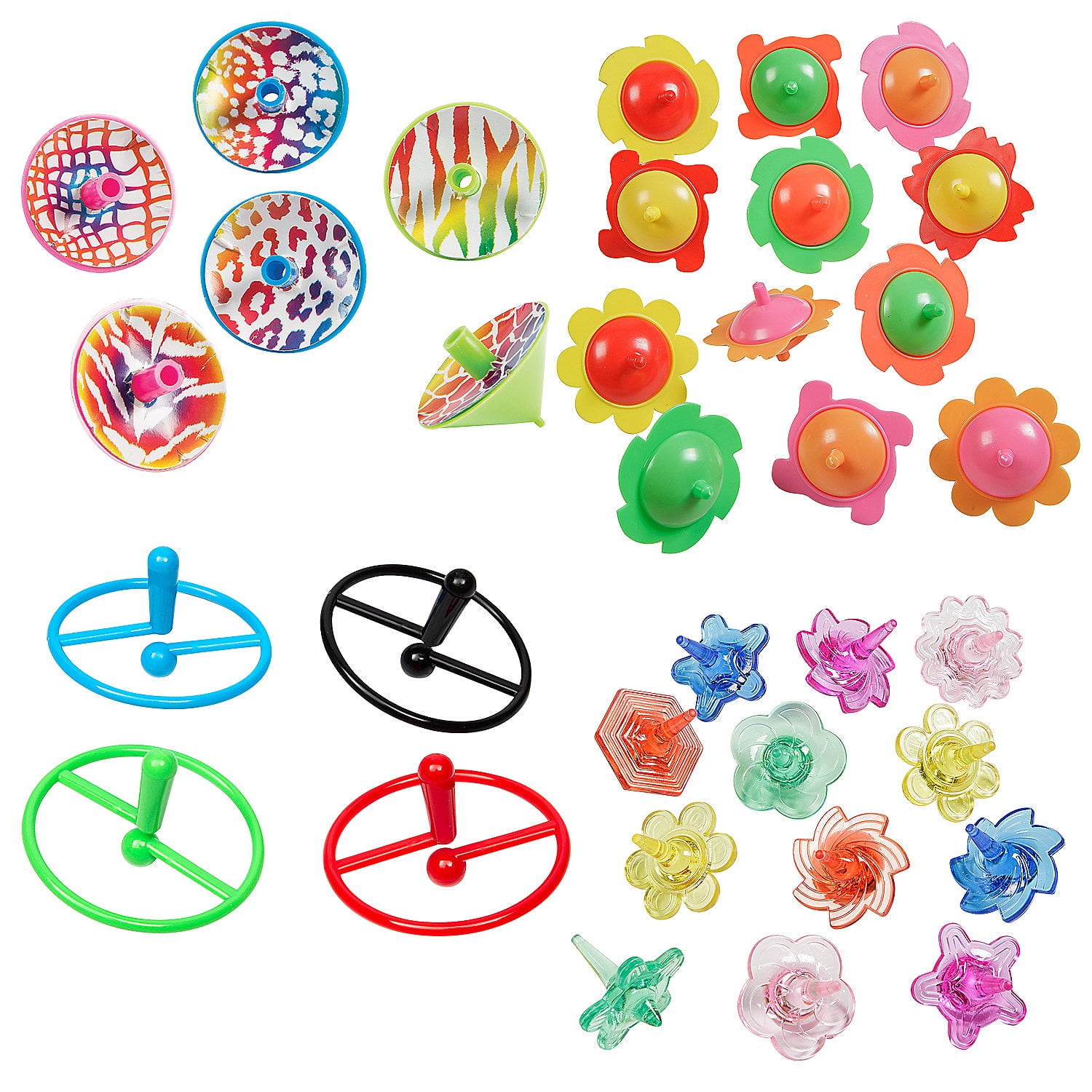 Fun Express Bulk 336 Pieces Bright Color Plastic Spinning Tops ...