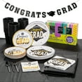 thumbnail image 1 of Fun Express Bulk 477 Pieces Black & Gold Congrats Grad Graduation Party Tableware Kit for 50 Guests, 1 of 3