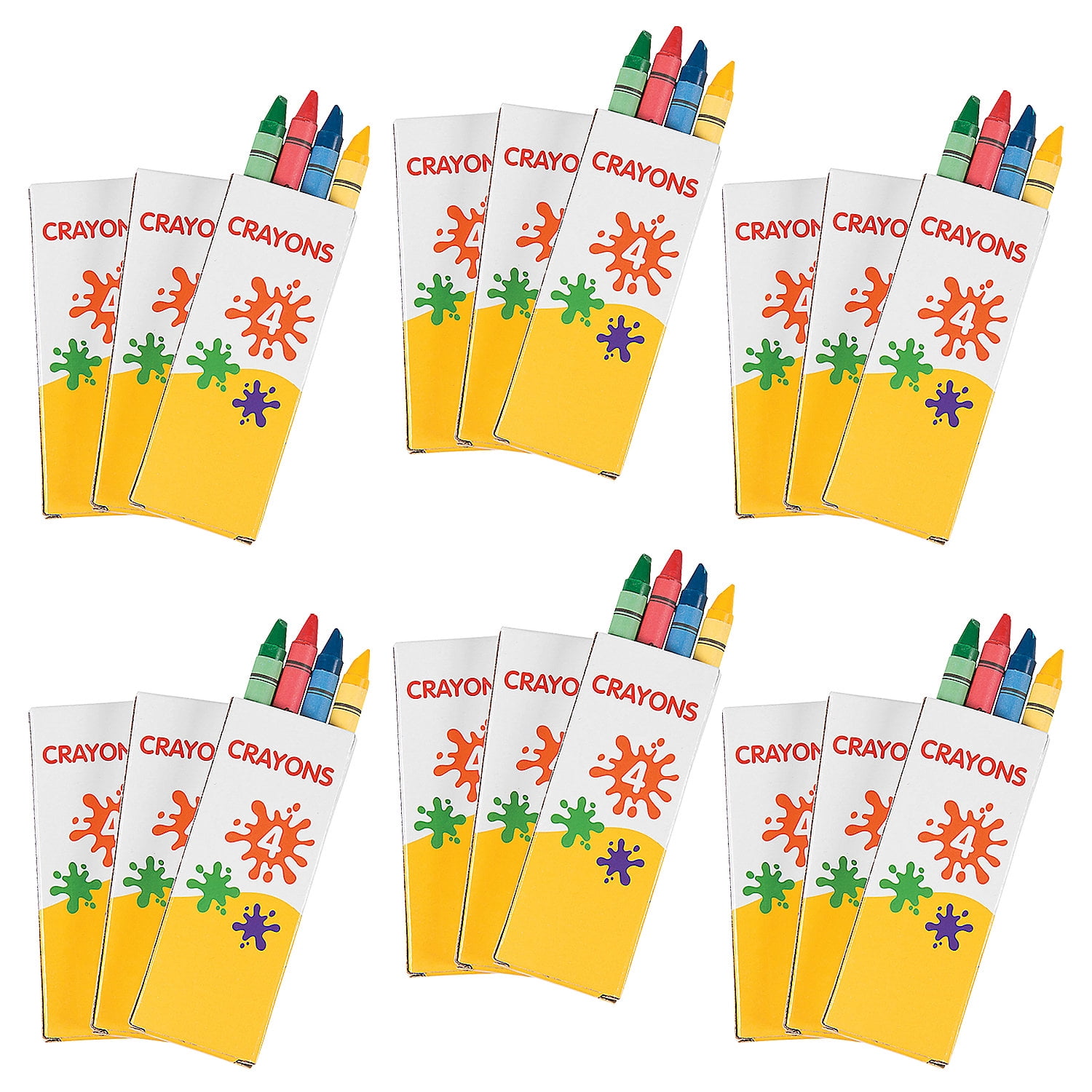 Fun Express Bulk 48 Boxes of Crayons - 4 Colors Per Box