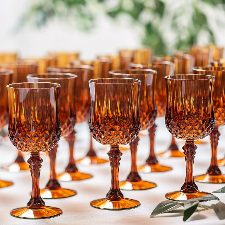 Fun Express Bulk 48 Count Amber Patterned Wine Glasses