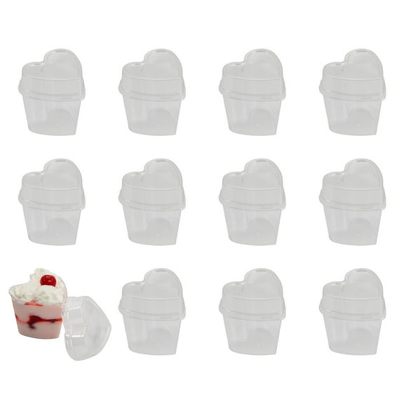Fun Express Bulk 48 Count Mini Heart Dessert Cups with Lids