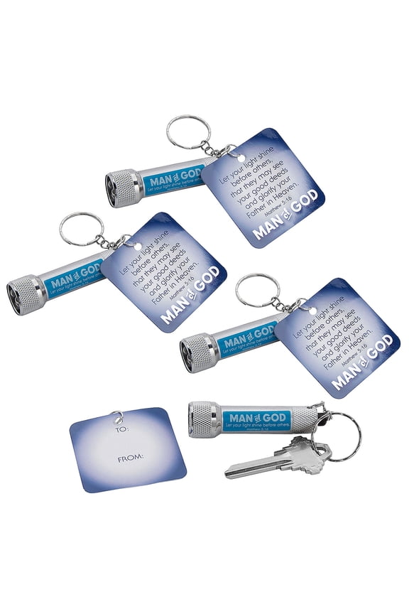 Bulk 48 Pieces Man of God Metal Flashlight Keychains with Card