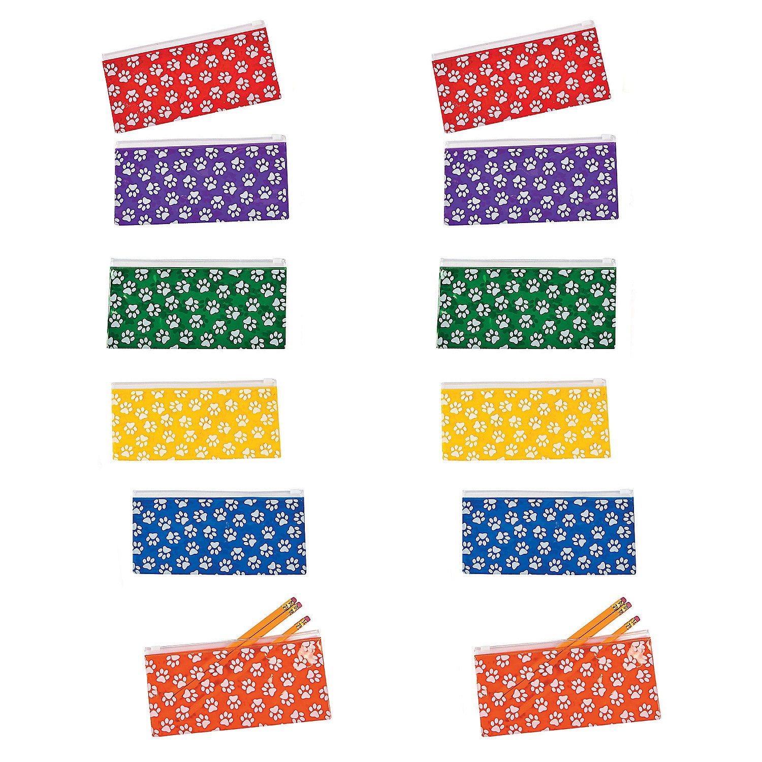 Fun Express Bulk 48 Pieces Paw Print Pencil Cases