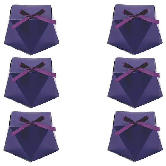 Fun Express Bulk 48 Pieces Purple Geometric Favor Boxes with Bow
