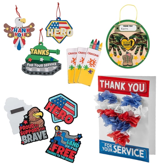 Fun Express Bulk 48 Pieces Veterans Day Craft Kit Assortment - Makes 48