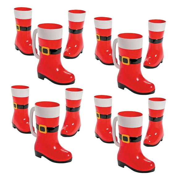 Fun Express Bulk 60 Count Santa Boot Plastic Mugs