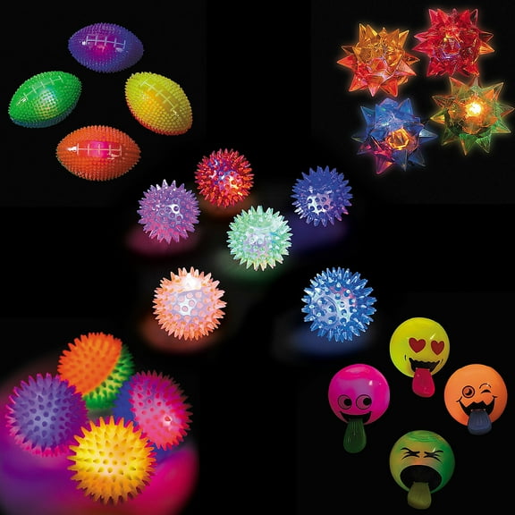 Fun Express Bulk 60 Pieces Light-Up Bouncy Ball Assortment Kit