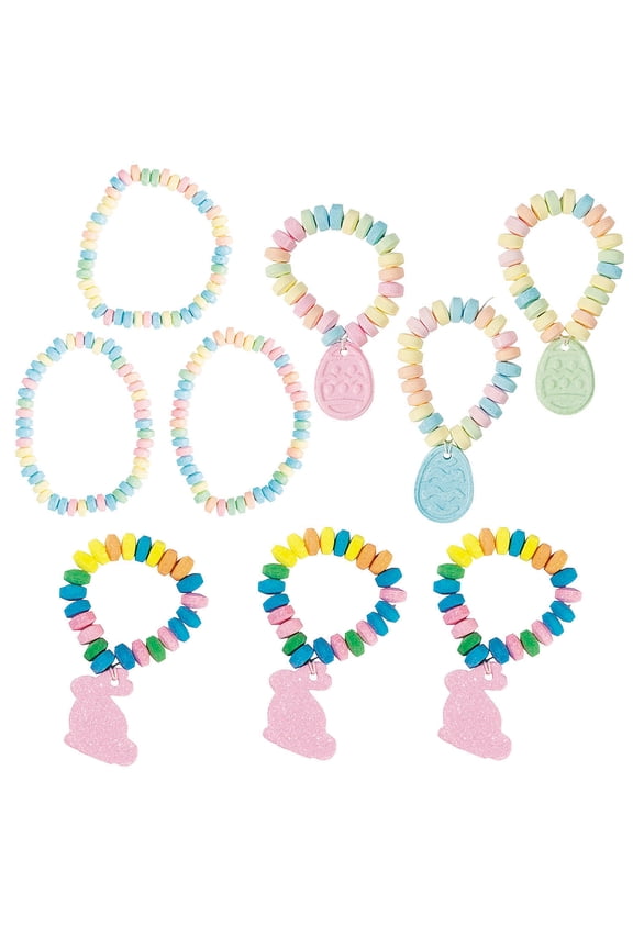 Bulk 72 Pieces Easter Candy Bracelet & Necklace Assortment