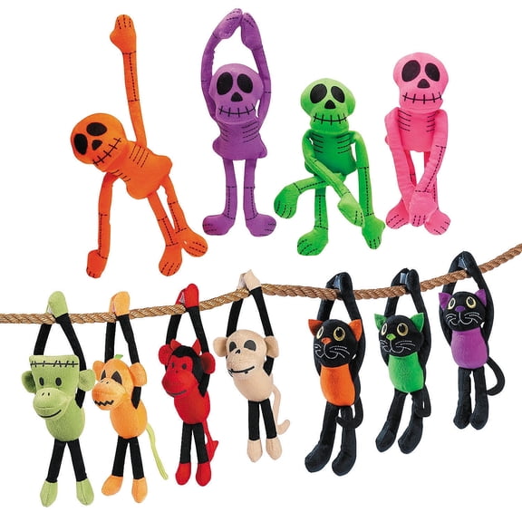 Fun Express Bulk 72 Pieces Halloween Long Arm Stuffed Characters Assortment