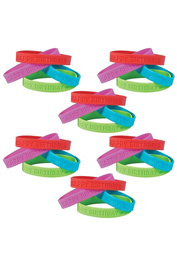 Bulk 72 Pieces Happy Birthday Rubber Bracelets