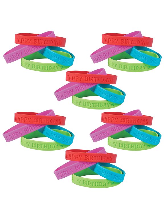 Bulk 72 Pieces Happy Birthday Rubber Bracelets