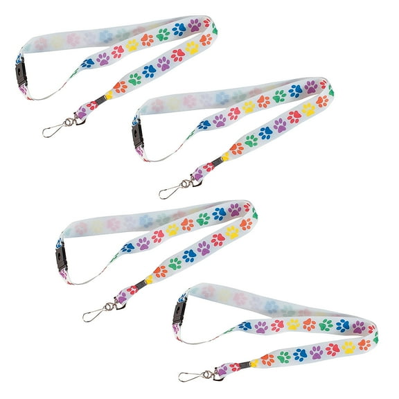 Fun Express Bulk 72 Pieces Paw Print Breakaway Lanyards