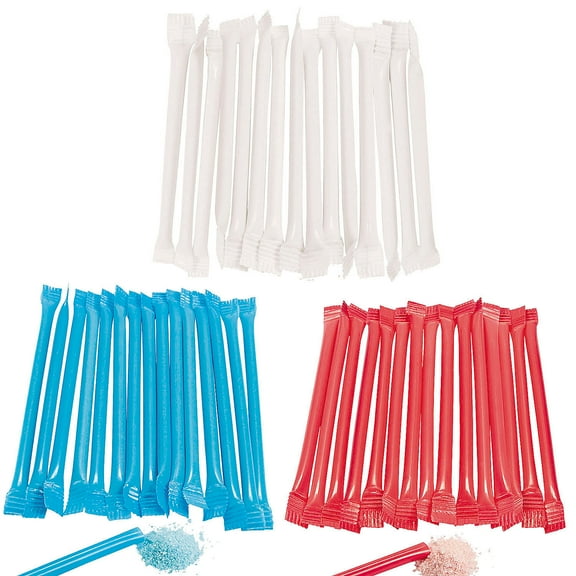 Fun Express Bulk 720 Pieces Red, White & Blue Candy-Filled Straws Assortment