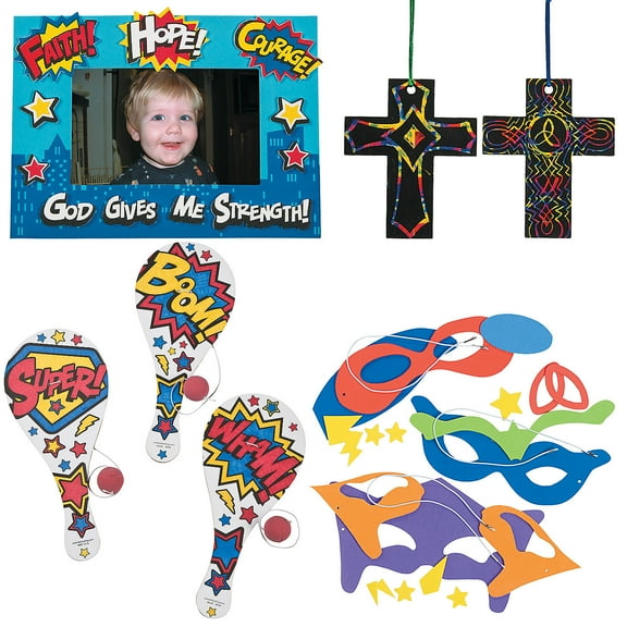 Bulk 96 Pieces Superhero VBS Craft Kit Assortment