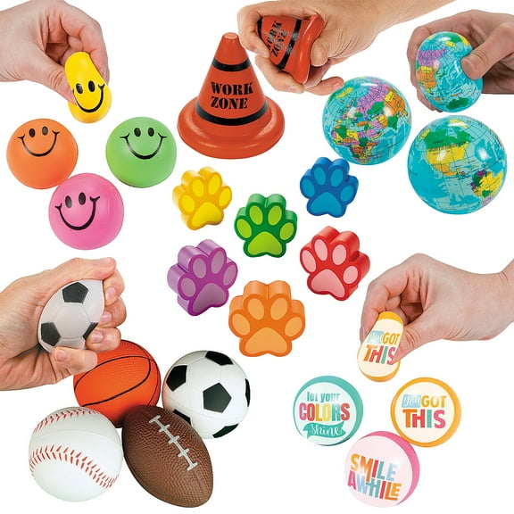 Fun Express Bulk 96 Pieces Everyday Fun Multicolor Classroom Stress Toy Kit