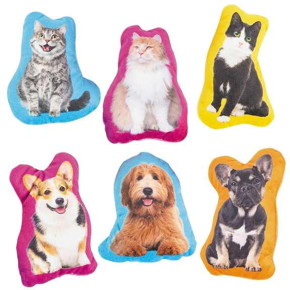 Fun Express Bulk 96 Pieces Realistic Flat Stuffed Dog & House Cat Assortment Kit