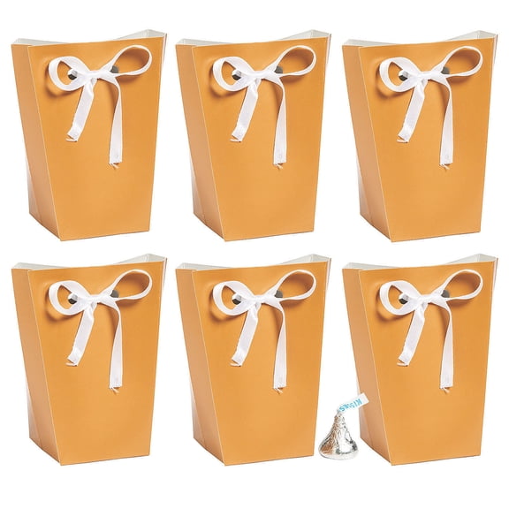 Fun Express Bulk 96 Pieces Small Copper Favor Boxes with Ribbon