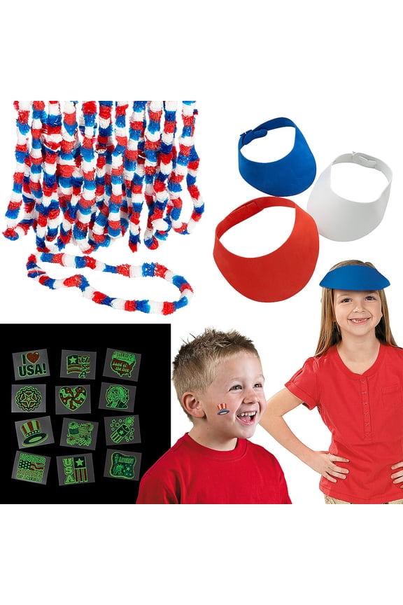 Bulk 96 Pieces Value Patriotic Parade Wearables Kit