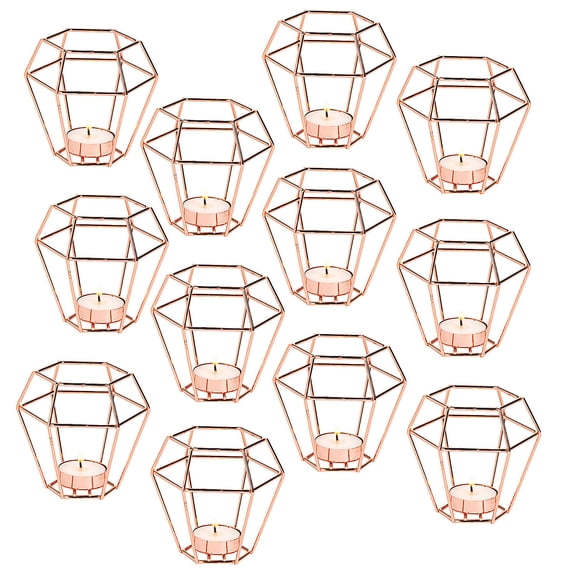 Fun Express Bulk Copper Geometric Tea Light Holders 12 Pieces