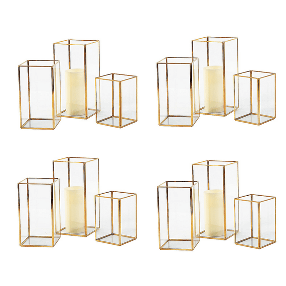 Fun Express Bulk Gold Geometric Square Candle Holders 12 Pieces