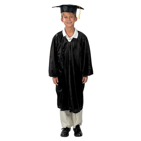 Fun Express Bulk Kids' Elementary School Black Graduation Mortarboard Hat & Gown Sets - 12 Sets