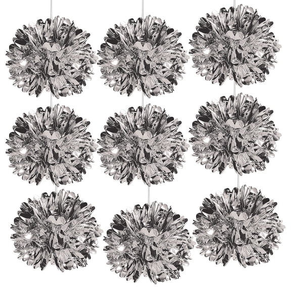 Fun Express Bulk Metallic Silver Fluff Balls 9 Pieces