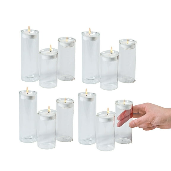 Fun Express Bulk Mini Cylinder Tea Light Candle Holders - 12 Pc