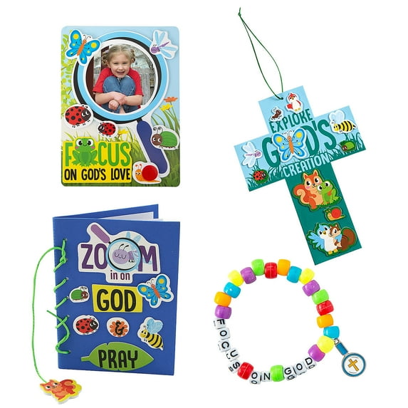 Fun Express Bulk Value Zoom In VBS Craft Kit Assortment - Makes 48, Vacation Bible School Supplies