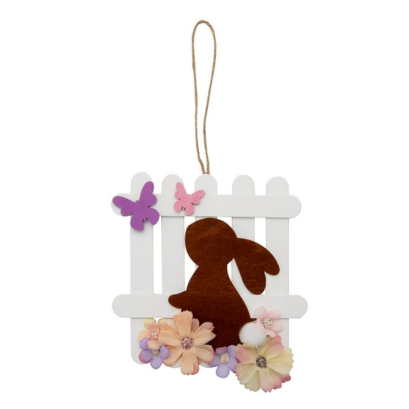 Fun Express Bunny with Fence Craft Stick Craft Kit - Makes 6